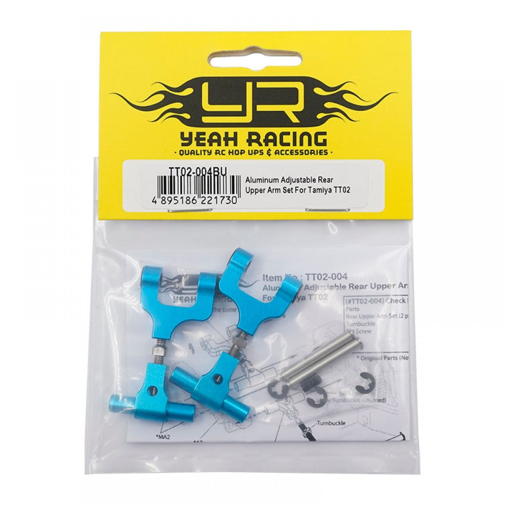 Yeah Racing Triangle Supérieur Arrière Alu Réglable (x2) Tamiya TT-02 TT02-004BU