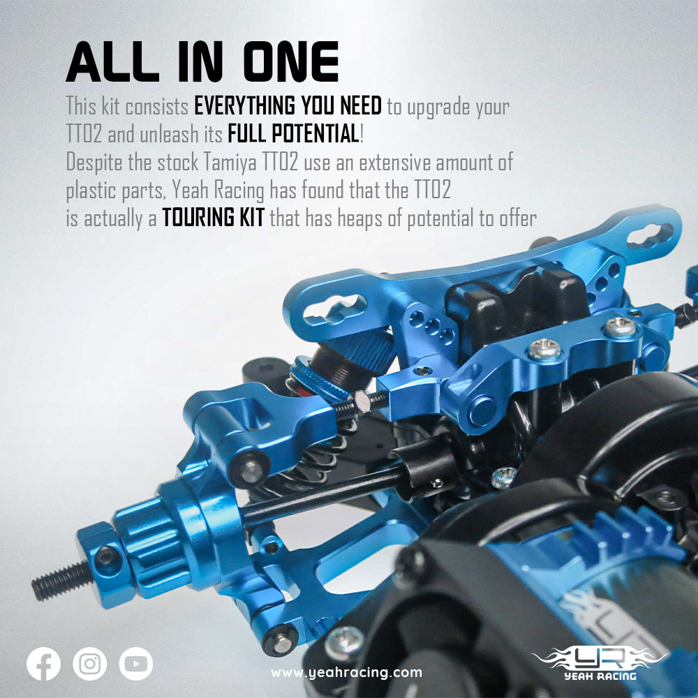 Yeah Racing Aluminium Conversion Kit Tamiya TT-02 CK-TT02BU