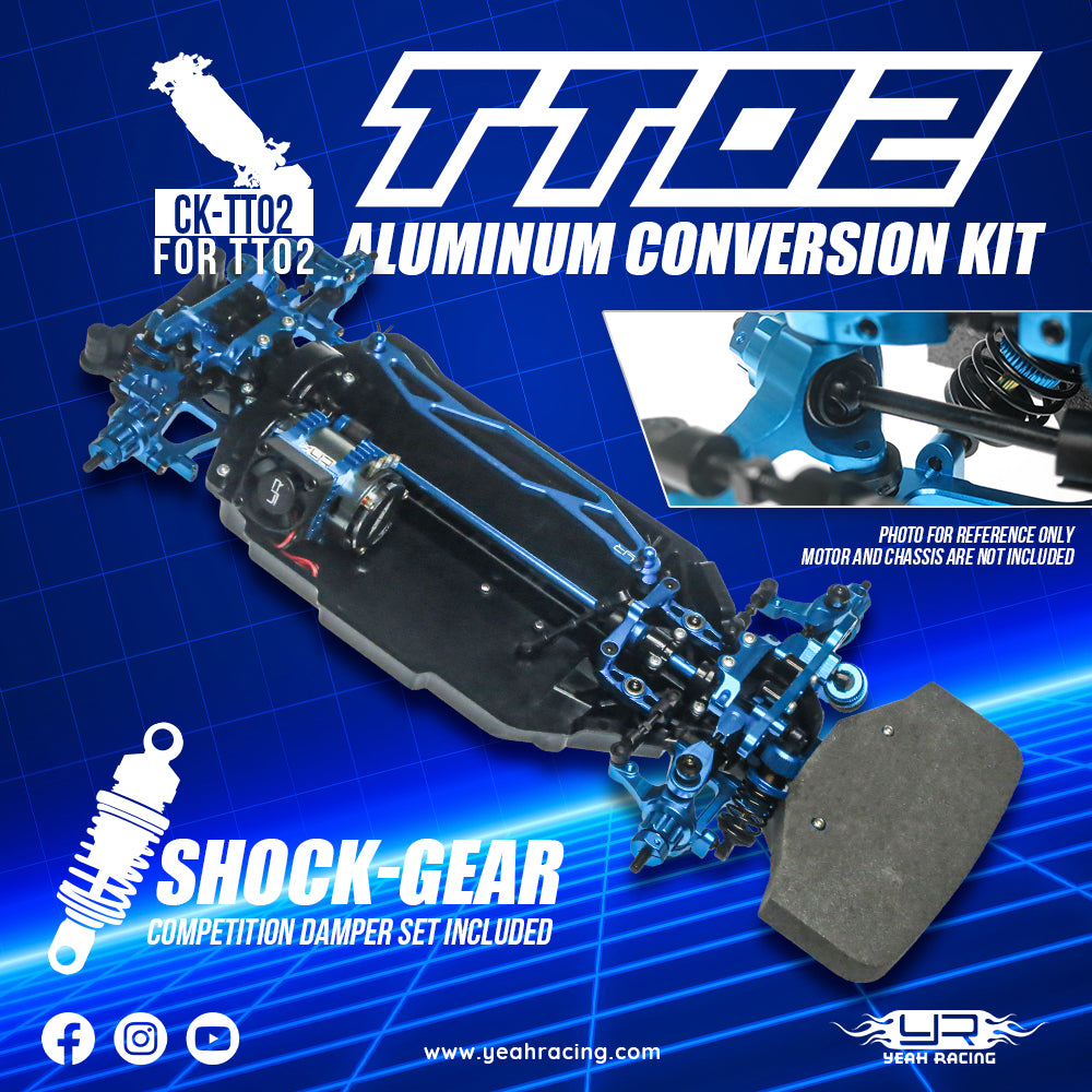 Yeah Racing Kit de conversão em alumínio Tamiya TT-02 CK-TT02BU