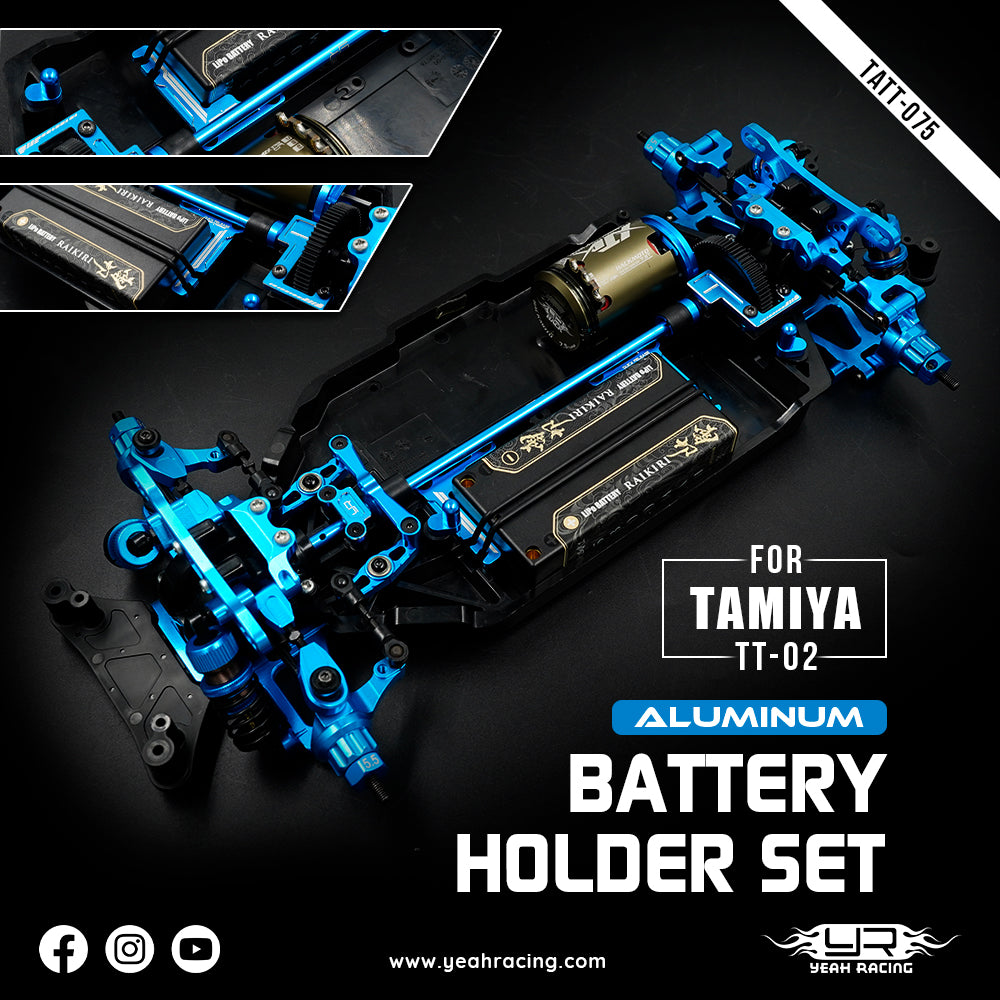 Yeah Racing Soporte de batería "Shorty" Tamiya TT-02 TATT-075BU