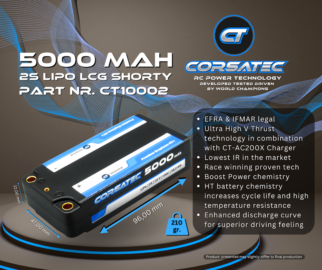 Corsatec Lipo 2s Shorty 5000mah Grafene HV+ CT10002