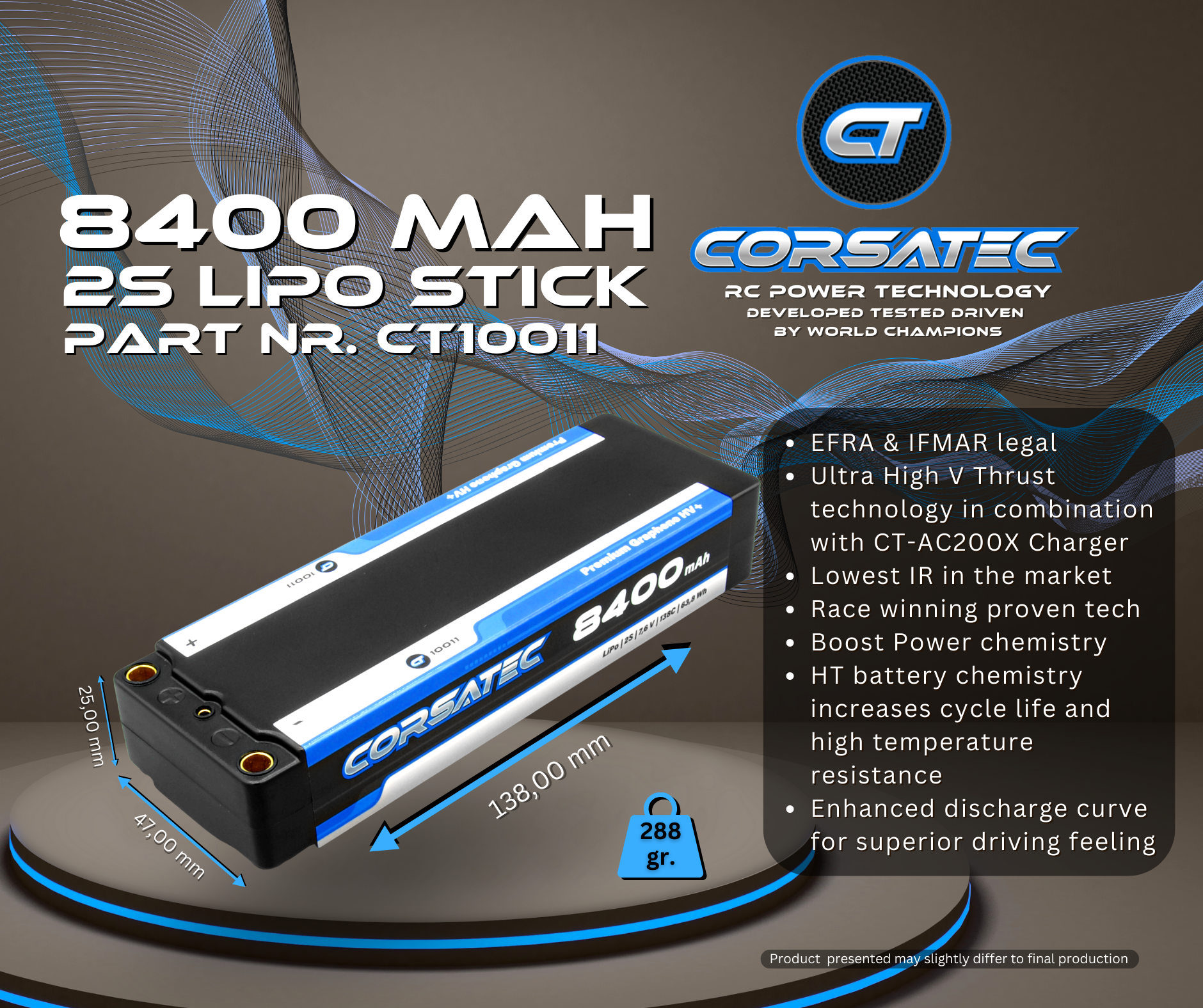 Corsatec Bastão Lipo 2s 8400mah Graphene HV+ CT10011