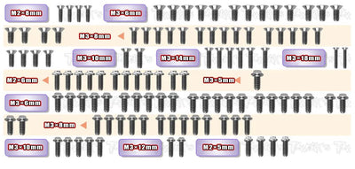 Kit de tornillos de titanio UFO de T-Work (107 piezas) MS1.0 TSSU-MS1.0