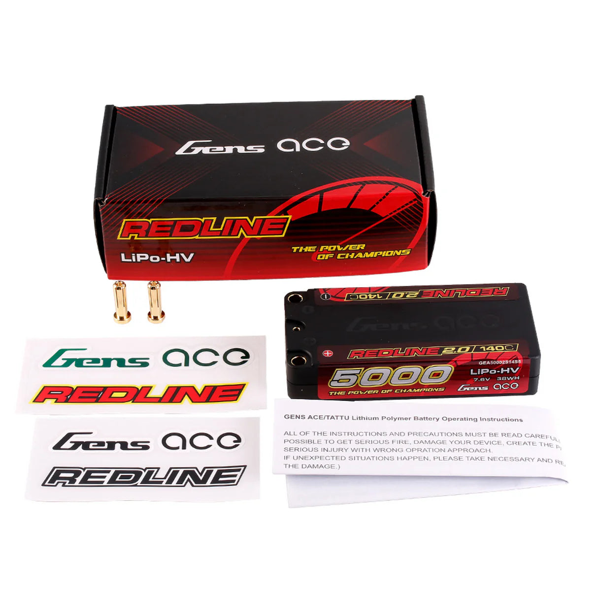 Gens Ace Redline 2.0 Hv accu lipo Shorty 7,6v 5000mah 140C