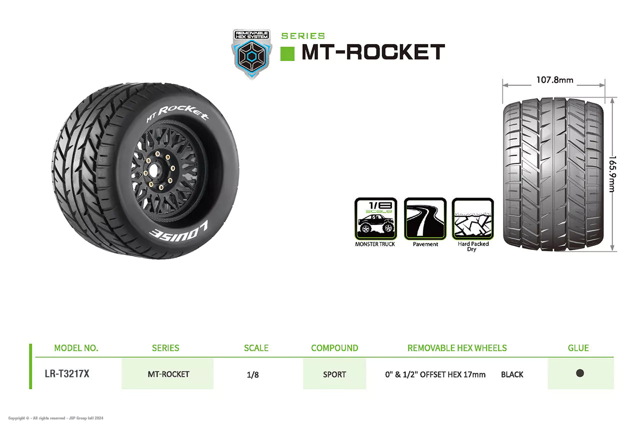 Louise RC Pneumatici 1/8 MtRocket + 3,8 cerchi LR-T3217X