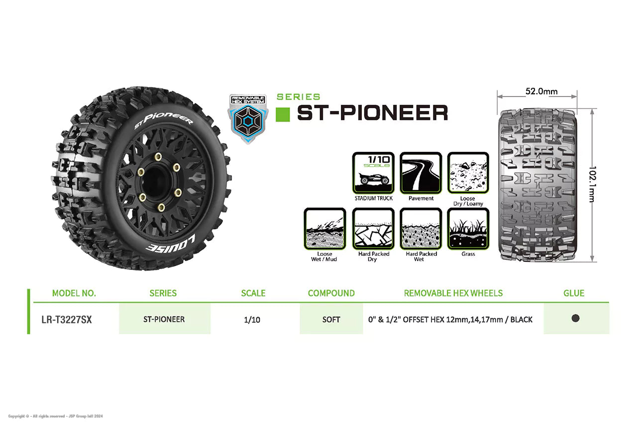 Louise RC Neumáticos 1/10 St-Pioneer Ruedas + 2.8 LR-T3227SX