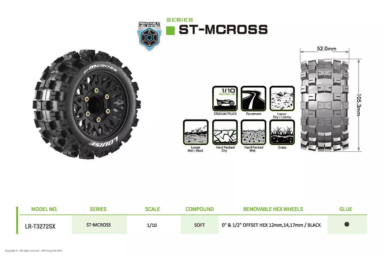 Louise RC 1/10 St-Mcross banden + 2.8 LR-T3272SX wielen