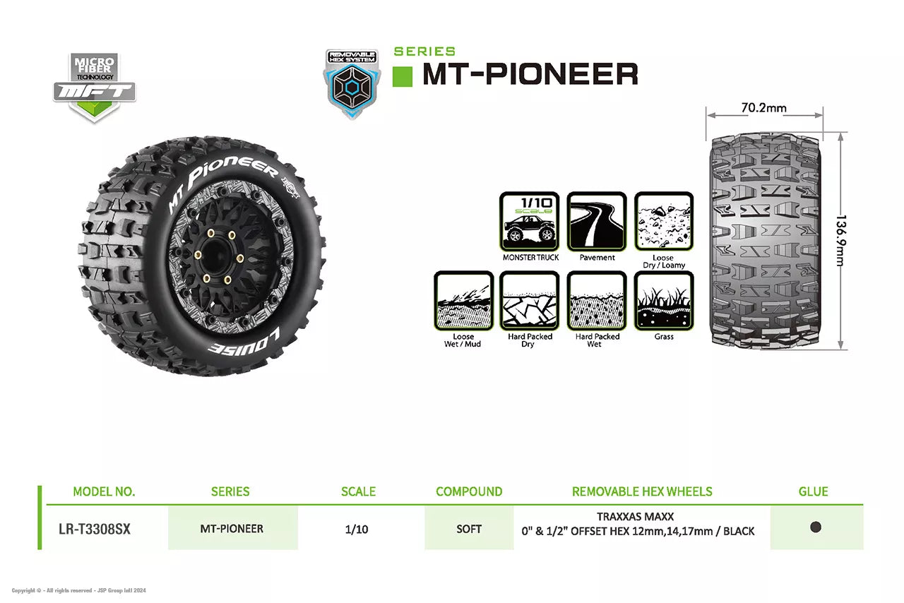 Louise RC 1/10 MFT Mt-bandenPioneer + 2.8 LR-T3308SX wielen