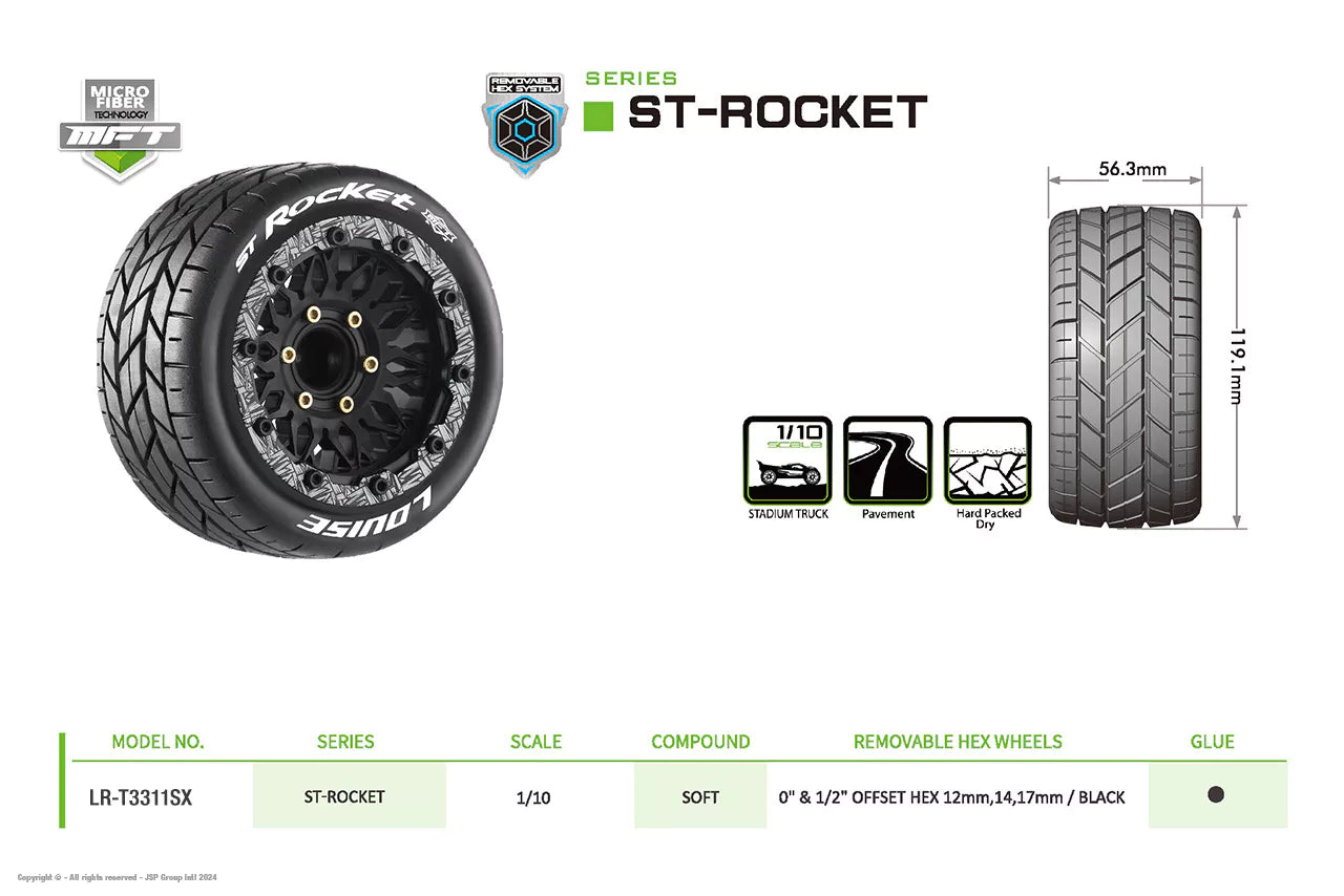 Louise RC 1/10 MFT St- renkaatRocket + 2.8 LR-T3311SX pyörät