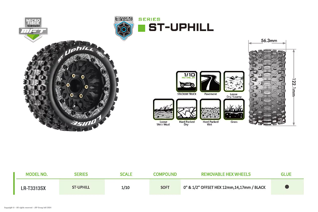 Louise RC Pneus 1/10 MFT St-Uphill + jantes 2.8 LR-T3313SX