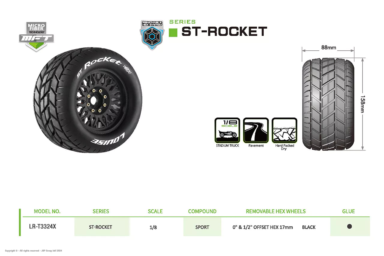 Louise RC 1/8 MFT St--ReifenRocket + Felgen 3.8 LR-T3324X