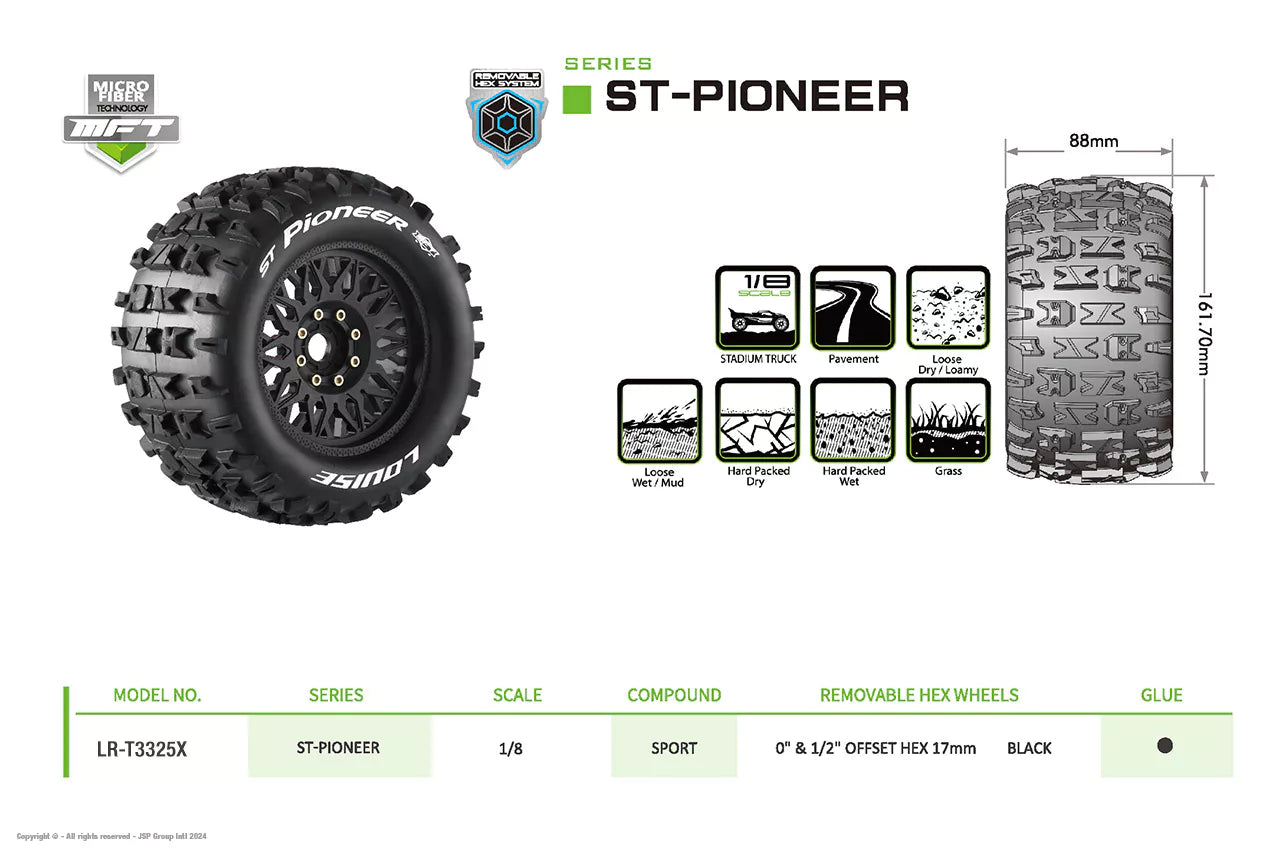 Louise RC 1/8 MFT St--ReifenPioneer + Felgen 3.8 LR-T3325X