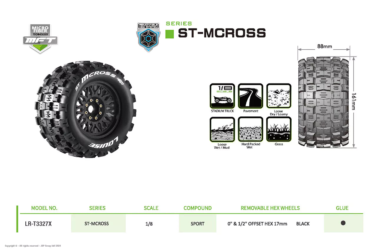 Louise RC 1/8 MFT St-Mcross renkaat + 3.8 LR-T3327X vanteet