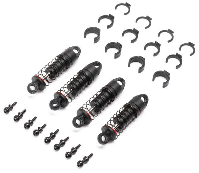 Axial Set Hydraulic Shock Absorber + Spring Red SCX24 AXI203002