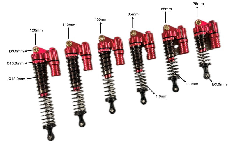 Absima Amortecedor de choques Piggyback Alumínio 120mm (x2) 1/10 2330085