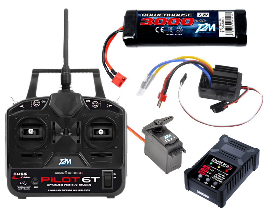 T2M Radio Pilot 6T + Pack Camión Estándar ESC + Cargador + Batería Nimh + Servo T3425C