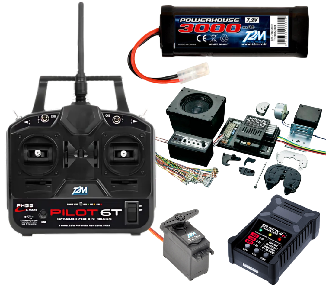 Pacote T2M Camion Expert Radio Pilot 6T + MFU MFC-03 + Carregador + Bateria Nimh + Servo T3425C T3425C1