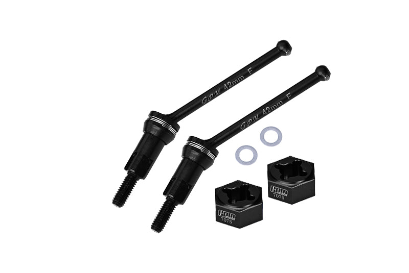 GPM CVD carbon steel + Hexa alu 7075 Black front driveshafts (x2) MGM042RS-BK