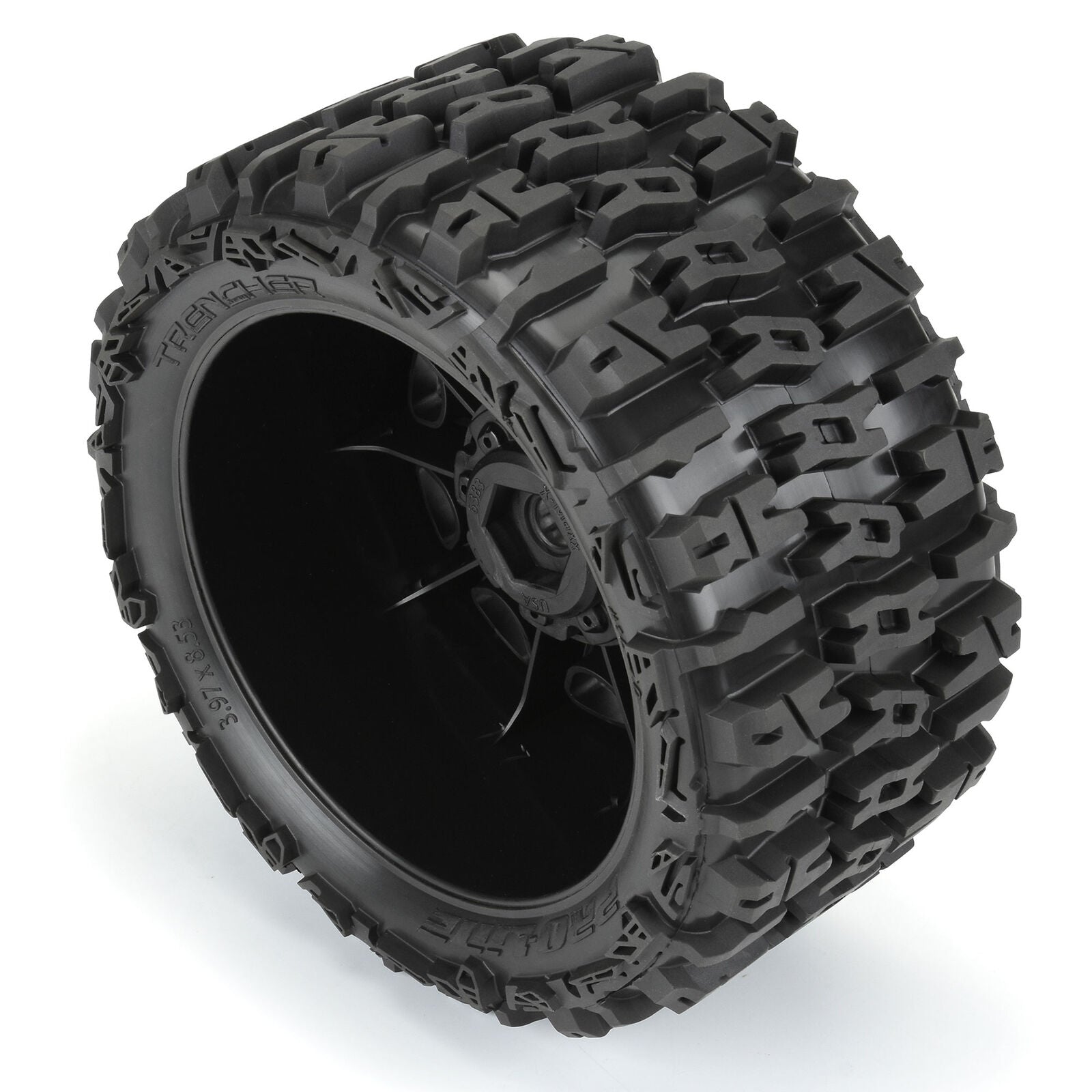 Proline Trencher 5.7 tires + Raid 24mm black rims (x2) 10240-10