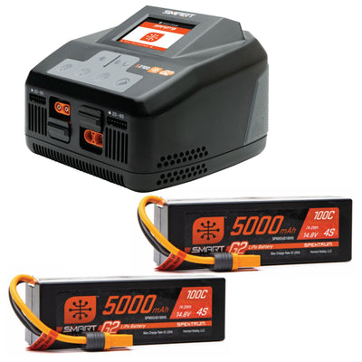 Spektrum Combo Cargador Smart S2100 + 2x Lipo Smart 14.8v 5000mah 100C IC5 