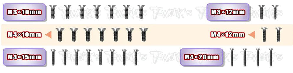 T-Work's Kit de Visserie inférieur de châssis Titane (30pcs) MBX8R  TSS-MBX8R-B