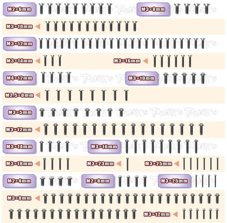 T-Work's Kit de Visserie Titane UFO (180pcs) MBX8 TSSU-MBX8