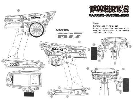 T-Work's kit déco 3D carbone pour Sanwa M17 TS044