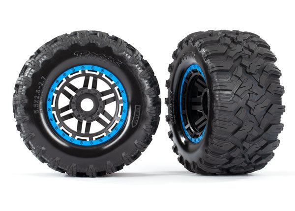 Traxxas Pneus + Jantes Maxx Bleu (x2) 8972A