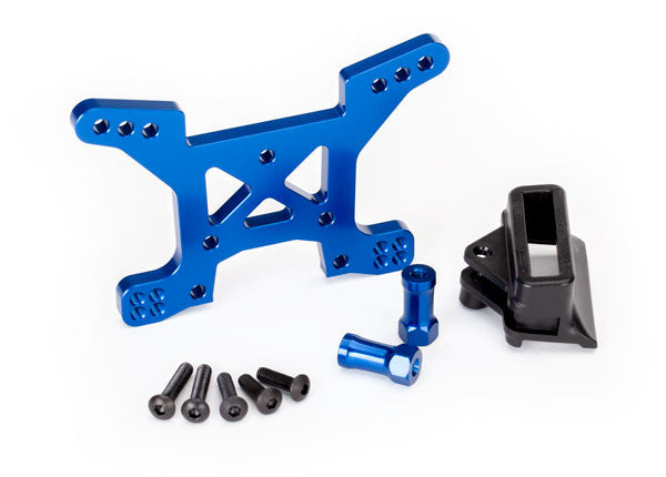 TRAXXAS Support Amortisseurs Aluminium Avant Bleu Rustler 4X4 6739X