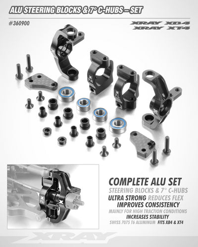 XRay Kit étriers 7° + Fusées de direction Alu XB4 360900